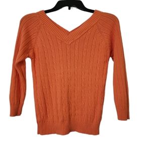 Orange V-Neck 3/4 length sleeve sweater